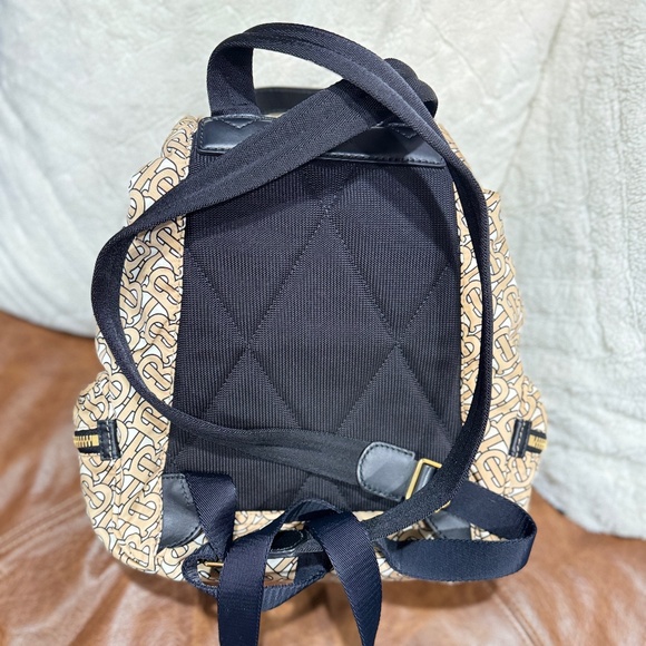Burberry TB Monogram Rucksack Backpack Bag Nylon Purse Beige Black Gold Gorgeous main image 11